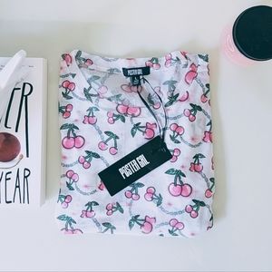 Poster Grl Cherry Chain Ruched Mesh Baby Tee